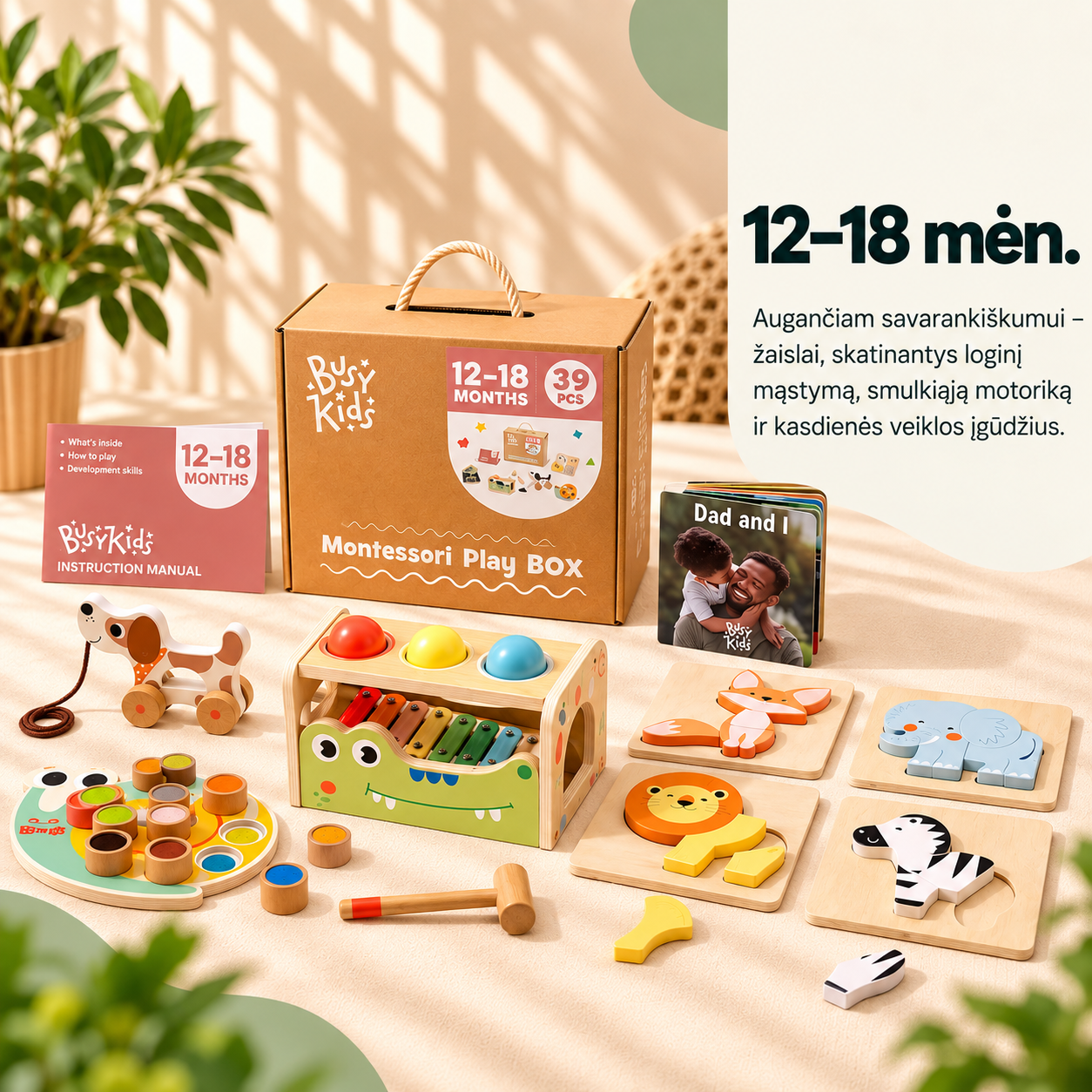 BusyKids Montessori žaislų rinkinys #2 vaikams 12–18 mėn. - 39 vnt. BusyKids Montessori žaislų rinkinys #2 vaikams 12–18 mėn. - 39 vnt.