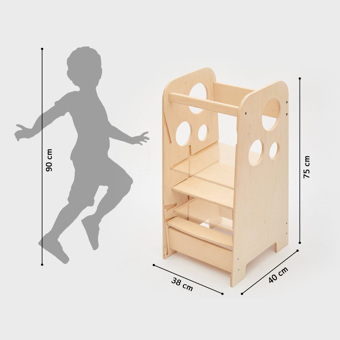 BusyKids Montessori mokymosi bokštelis 3-in-1 – nelakuotas, nuo 1 metų 3