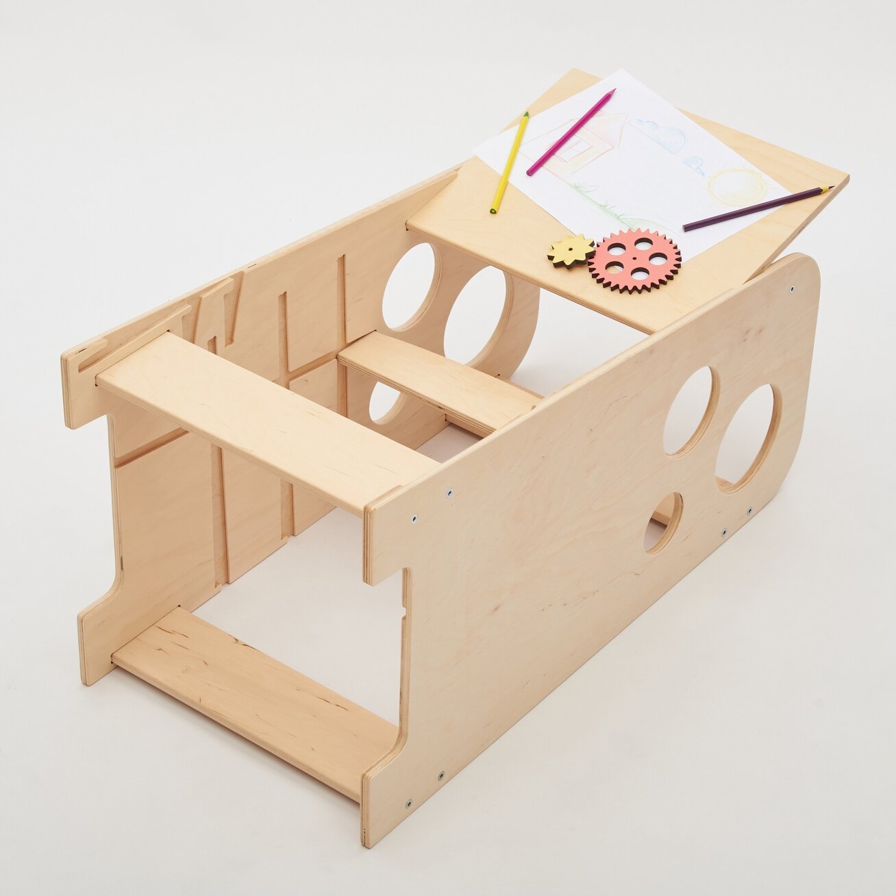BusyKids Montessori mokymosi bokštelis 3-in-1 – nelakuotas, nuo 1 metų 7
