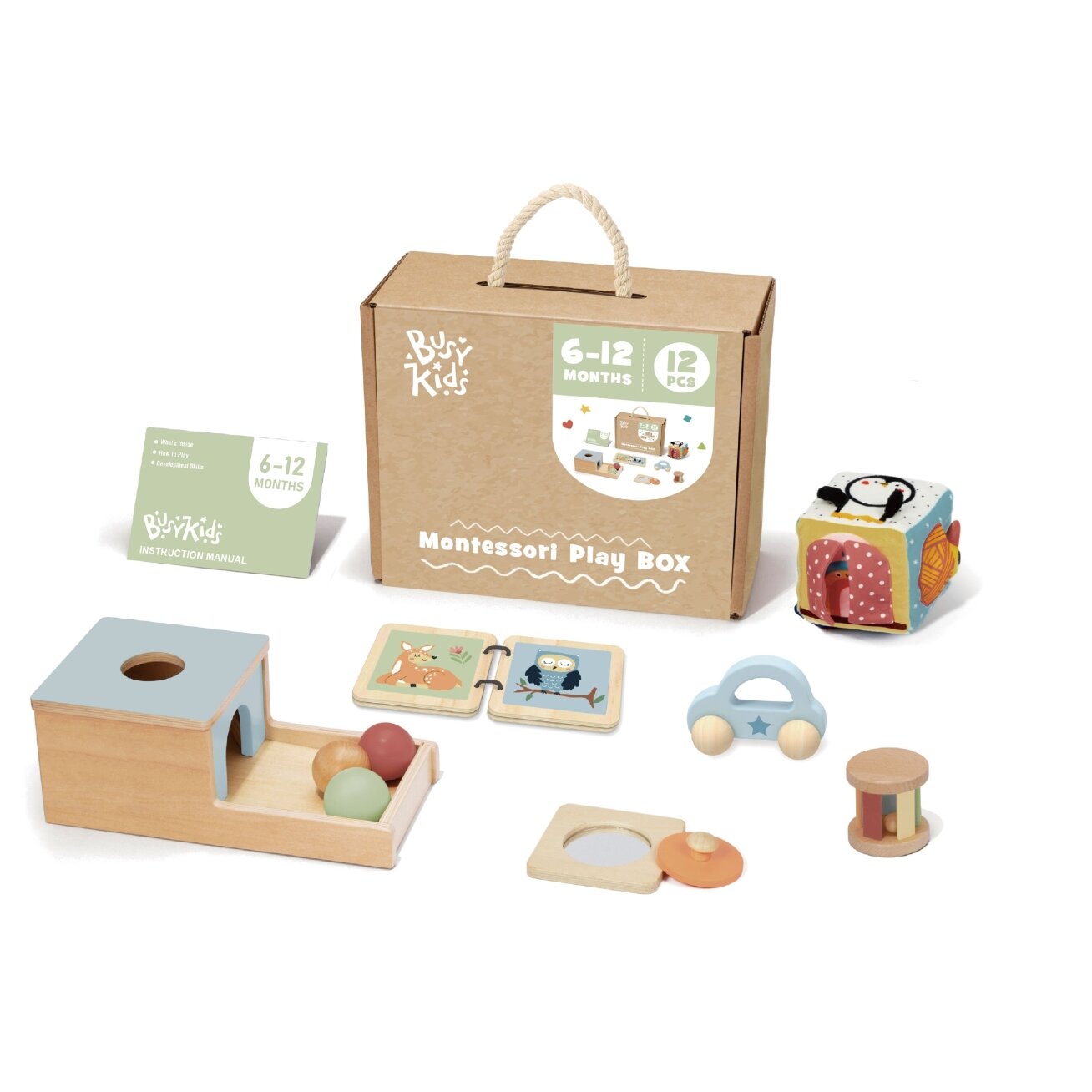 BusyKids Montessori žaislų rinkinys kūdikiams 6–12 mėn. - 12 vnt. 1