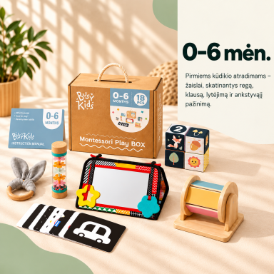BusyKids Montessori žaislų rinkinys kūdikiams 0–6 mėn. - 18 vnt. BusyKids Montessori žaislų rinkinys kūdikiams 0–6 mėn. - 18 vnt.
