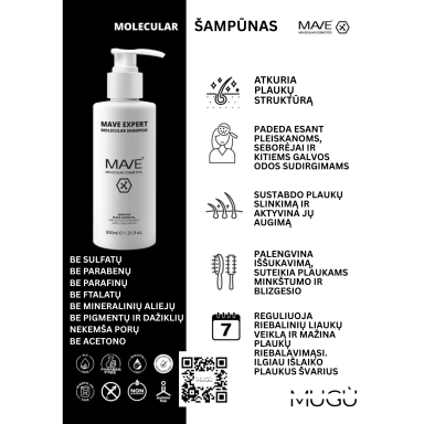 MAVE MOLECULAR Šampūnas 650ml + Kondicionierius 650ml MAVE MOLECULAR Šampūnas 650ml + Kondicionierius 650ml